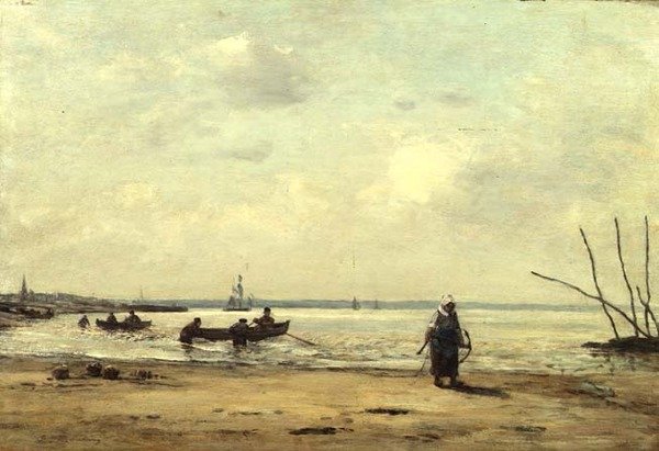 Marea baja cerca de Honfleur, c.1864-66 de Eugene Louis Boudin