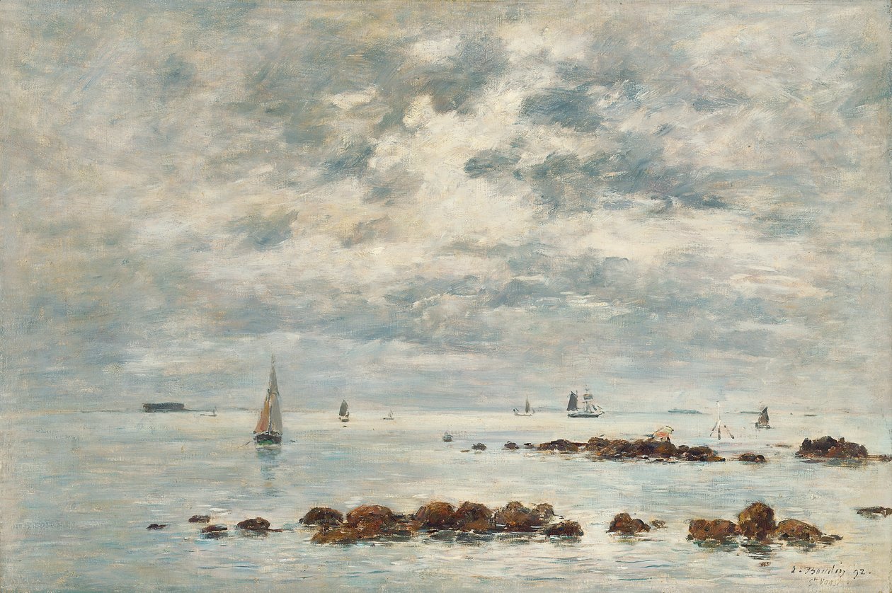 Marea baja, Saint Vaast la Hougue, 1892 de Eugene Louis Boudin