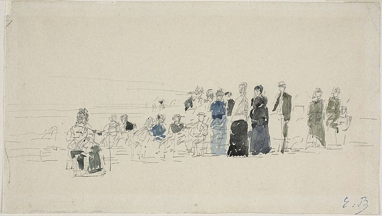 Enaguas en la playa (recto); Mujeres bretonas en la playa (verso) de Eugene Louis Boudin