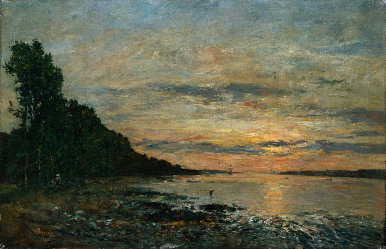 Plougastel, Atardecer sobre el Estuario de Eugene Louis Boudin