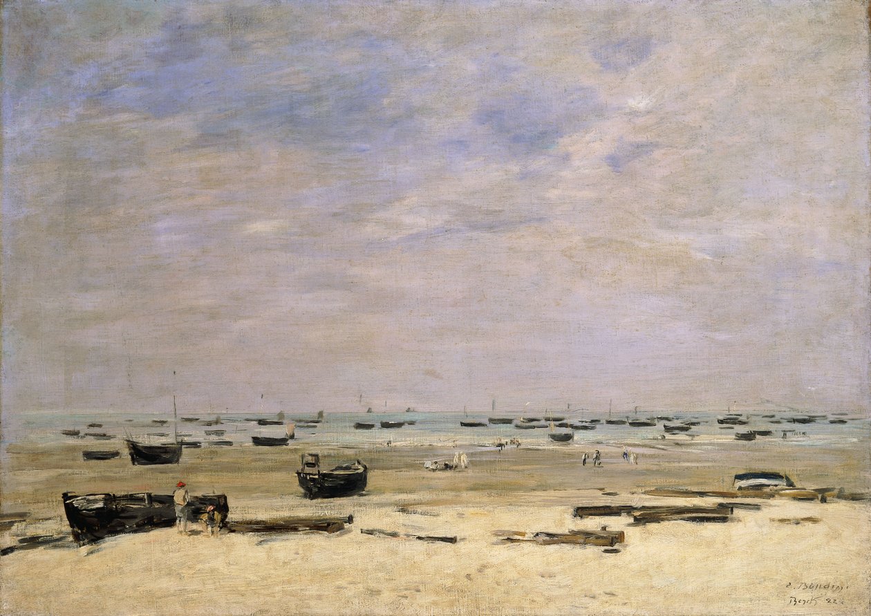 Barcazas en el río en marea baja, 1882 de Eugene Louis Boudin