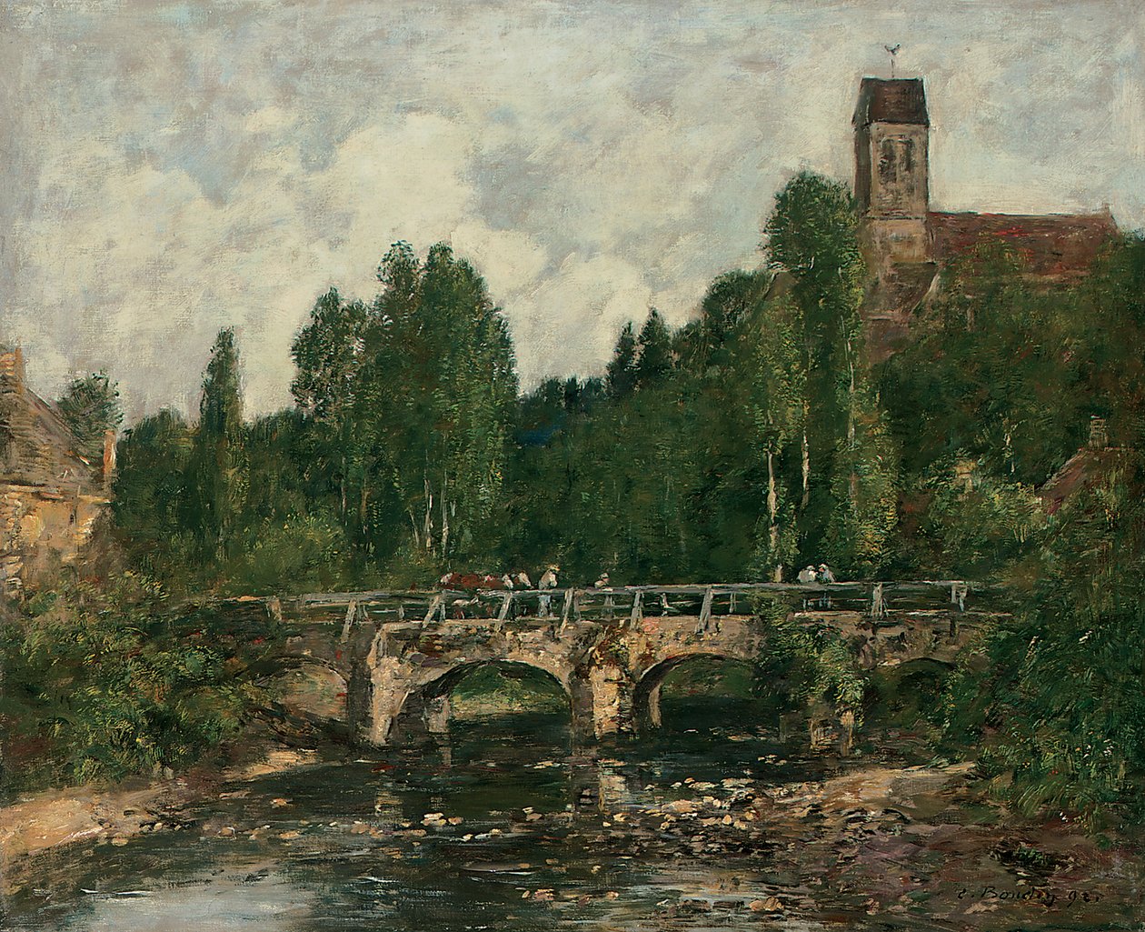 Saint-Cenery, la iglesia y el puente, 1892 de Eugene Louis Boudin