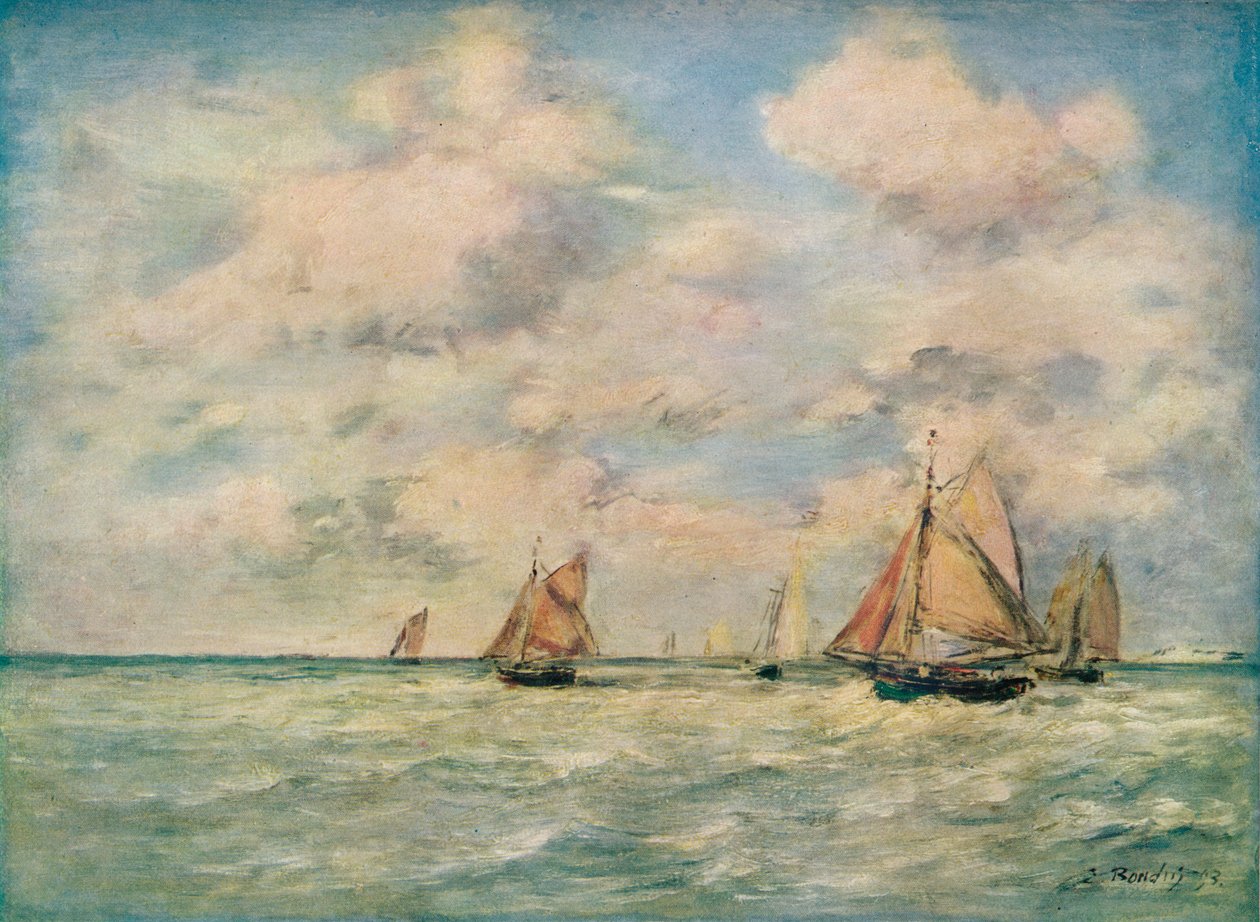 Sortie Des Barques A Trouville, siglo XIX de Eugene Louis Boudin