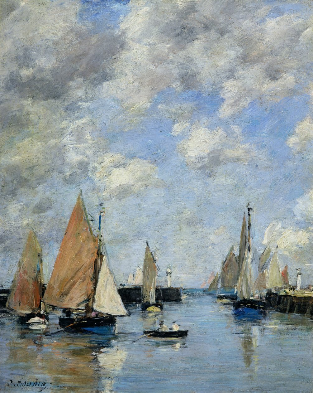 El muelle en marea alta, Trouville de Eugene Louis Boudin
