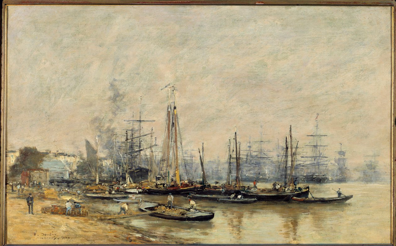 El puerto de Burdeos. Barcos en el Garona. Pintura de Eugene Louis Boudin (1824-1898) 1874 París, Museo de Orsay de Eugene Louis Boudin