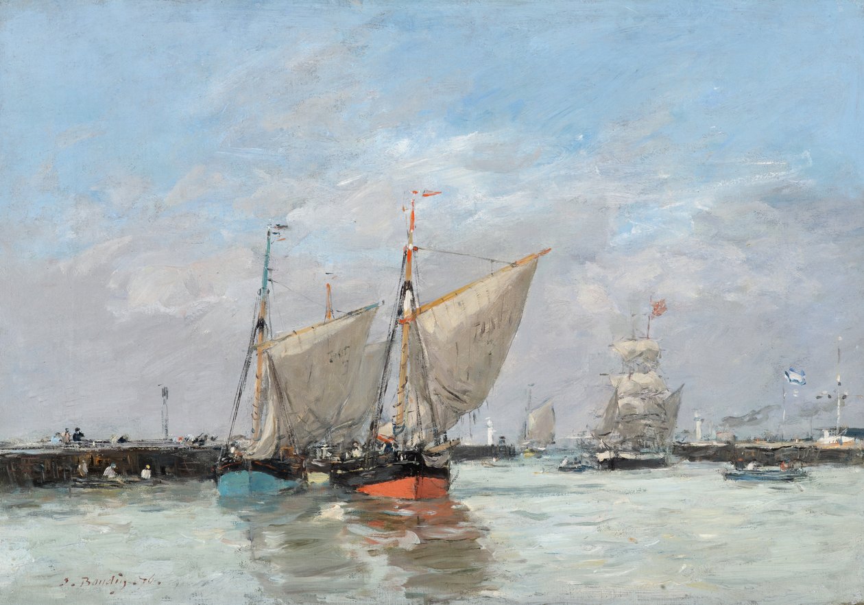 Trouville, los malecones, marea alta de Eugene Louis Boudin