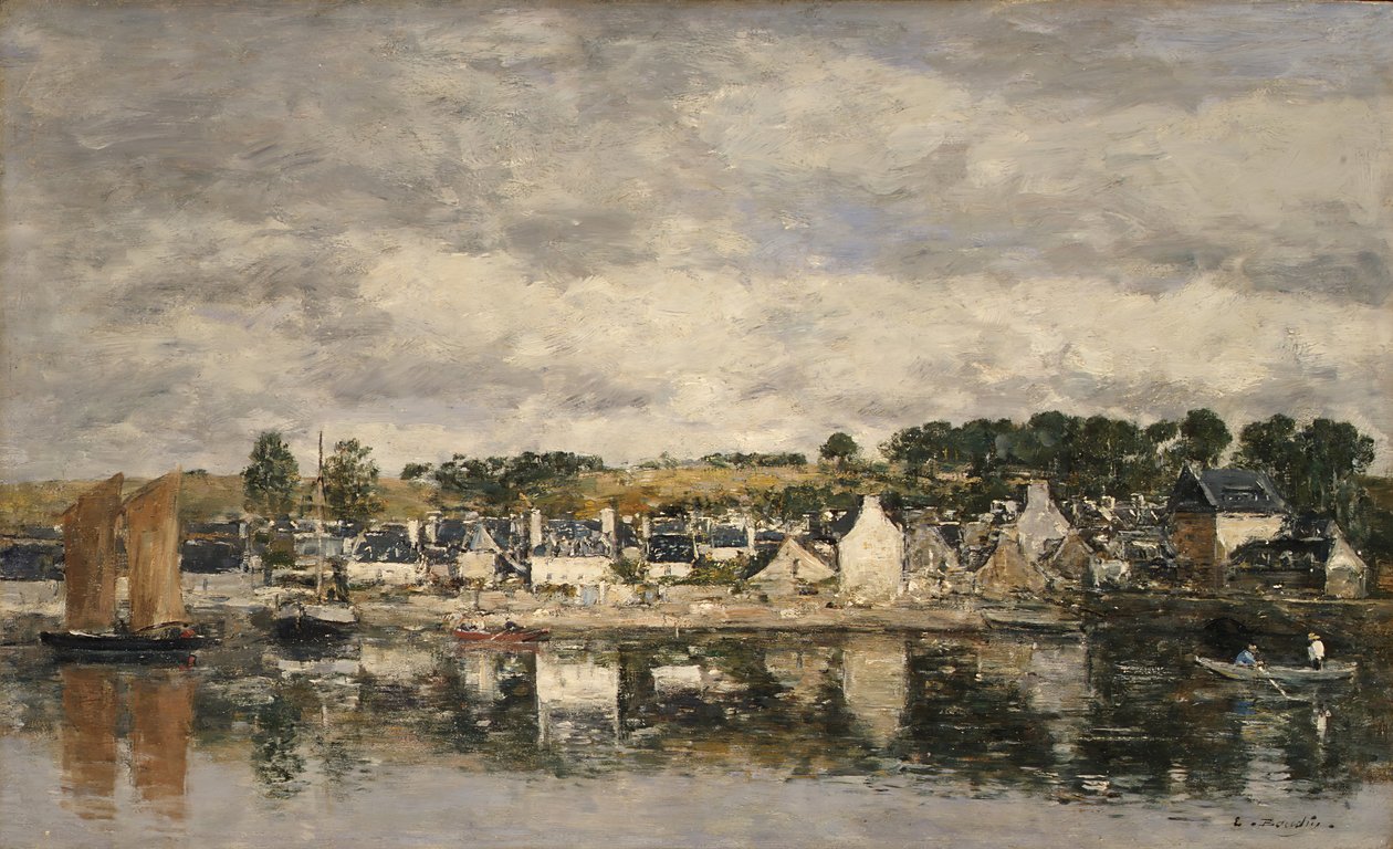 Pueblo junto a un río de Eugene Louis Boudin