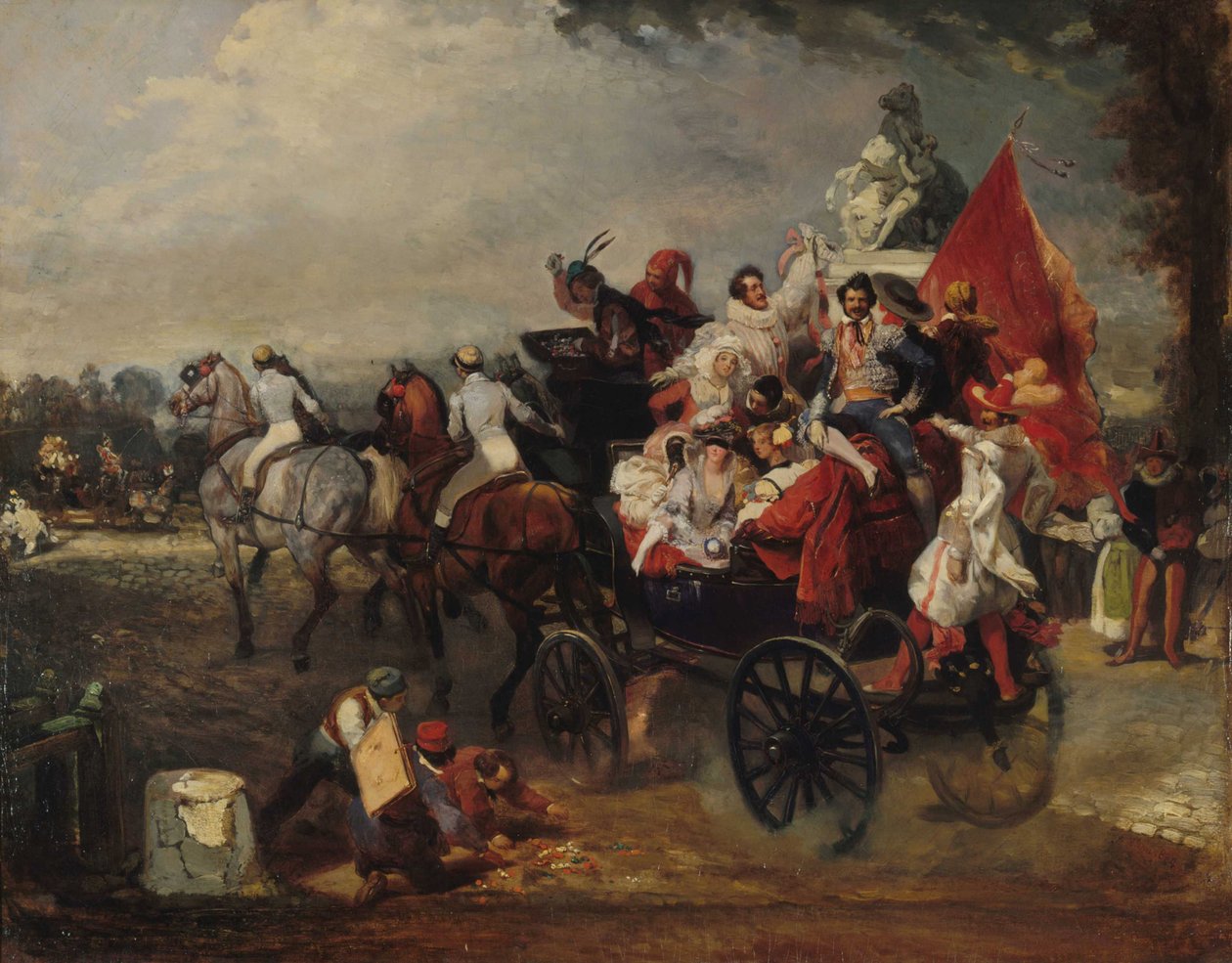 Escena de carnaval, Place de la Concorde, 1834 de Eugene Louis Lami