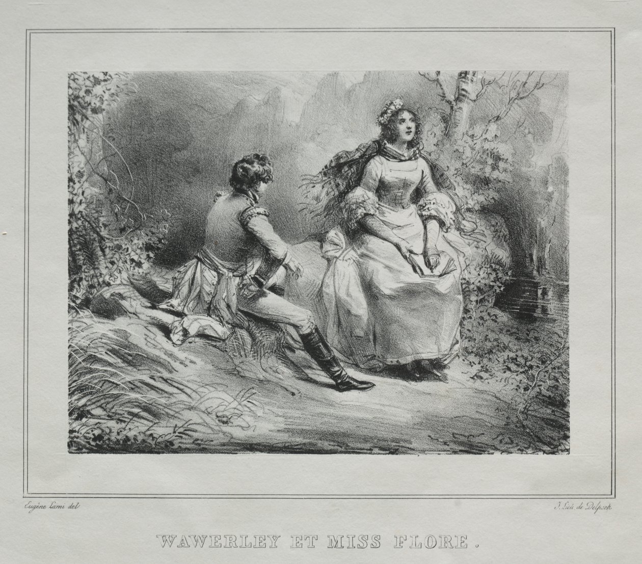 Vistas pintorescas de Escocia: Waverly y Miss Flora de Eugene Louis Lami