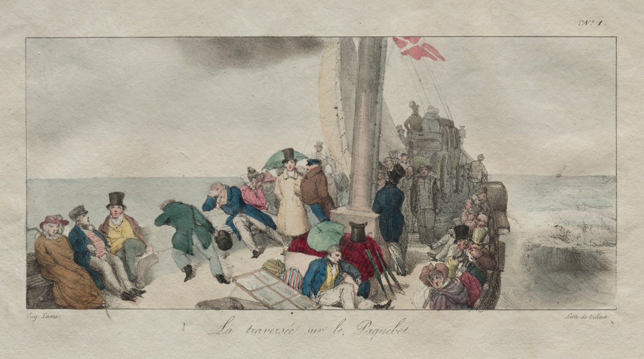 Recuerdos de Londres: Cruzando en el barco de pasajeros, 1826 de Eugene Louis Lami