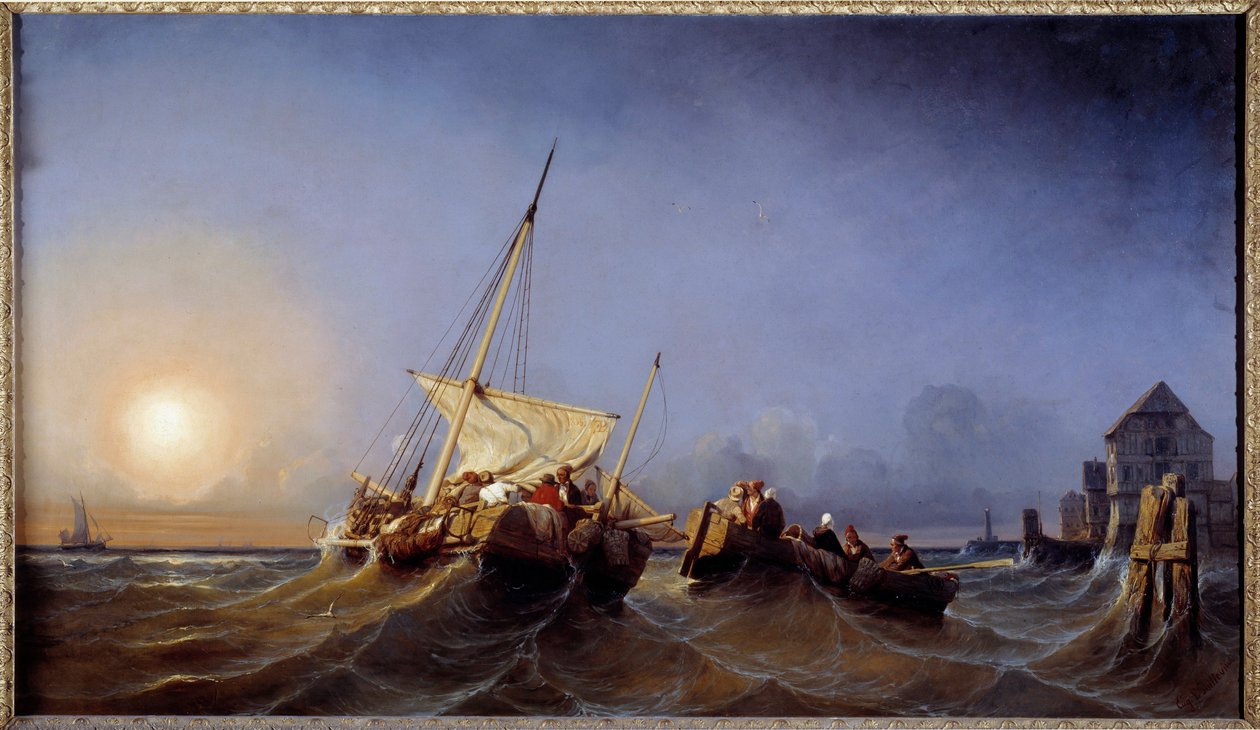 El regreso de los pescadores al atardecer de Eugene Modeste Edmond Lepoittevin