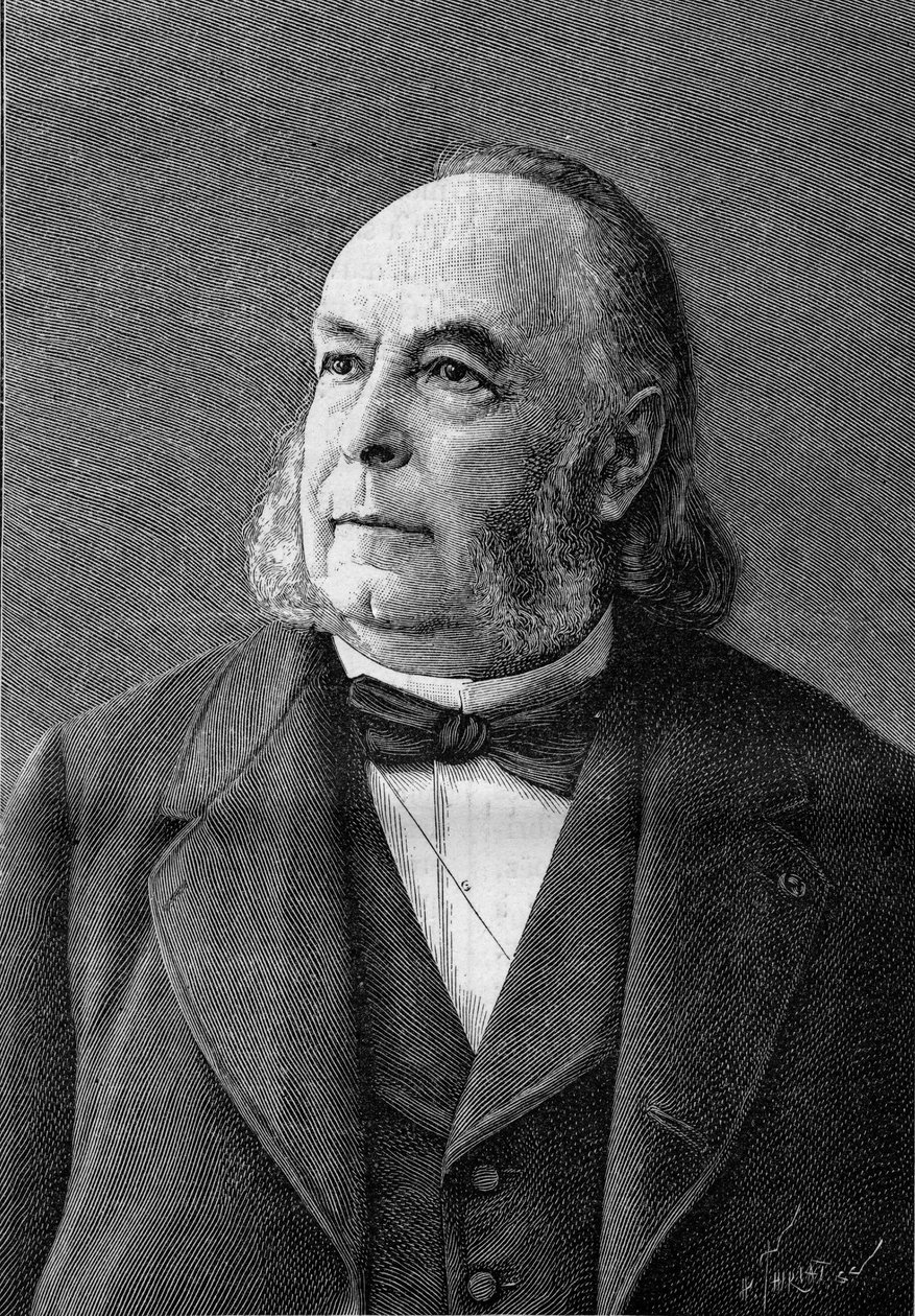 Retrato de Edmond Fremy (1814-1894), químico francés (de una fotografía de Eug. Pirou). Grabado en "La Nature: revue des sciences et de leurs applications aux arts et a l