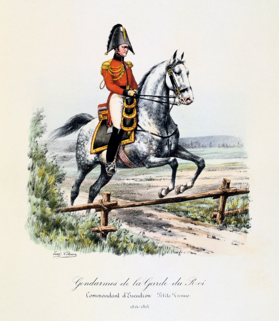 Gendarmes de la Guardia del Rey, Comandante de Escuadrón, pequeña vestimenta, 1814-15 de Eugene Titeux