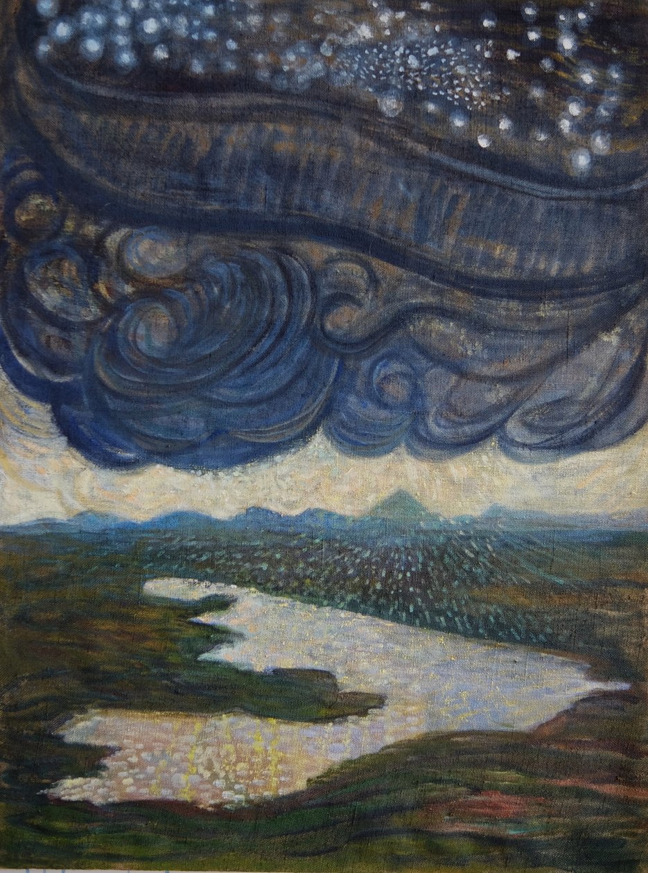 Tierra y luz, 2022 (óleo, pigmentos sobre arpillera) de Eugenie Vronskaya
