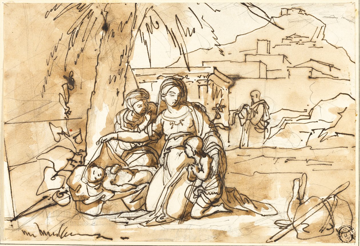 Virgen con el Niño, Santa Ana y el Niño San Juan, con San José al fondo de Eugenio Agneni