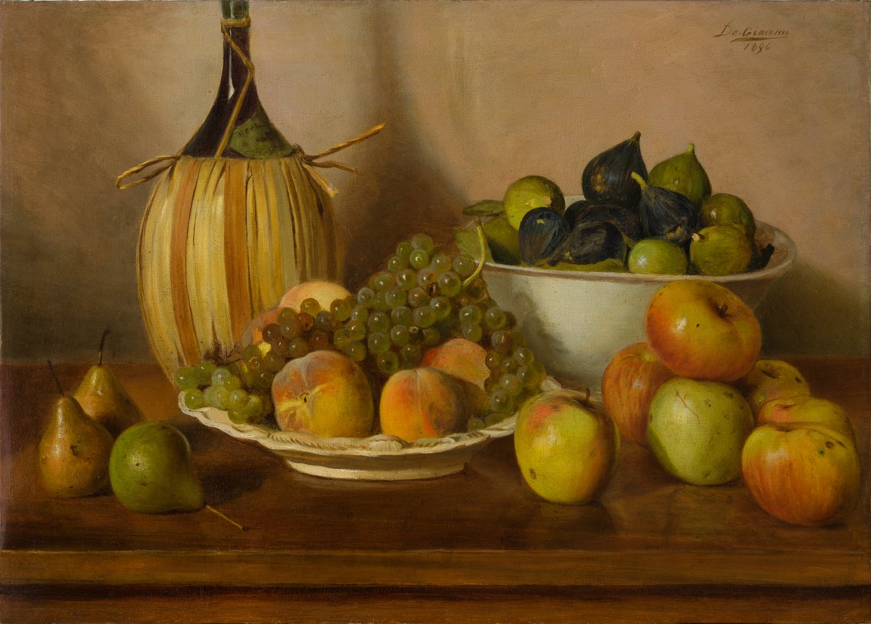 Naturaleza muerta con fruta (pintura al óleo sobre lienzo) de Eugenio De Giacomi