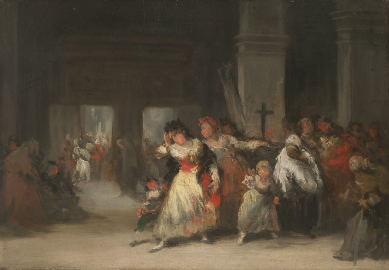 Dentro de la Iglesia, c.1860-66 de Eugenio Lucas Velázquez