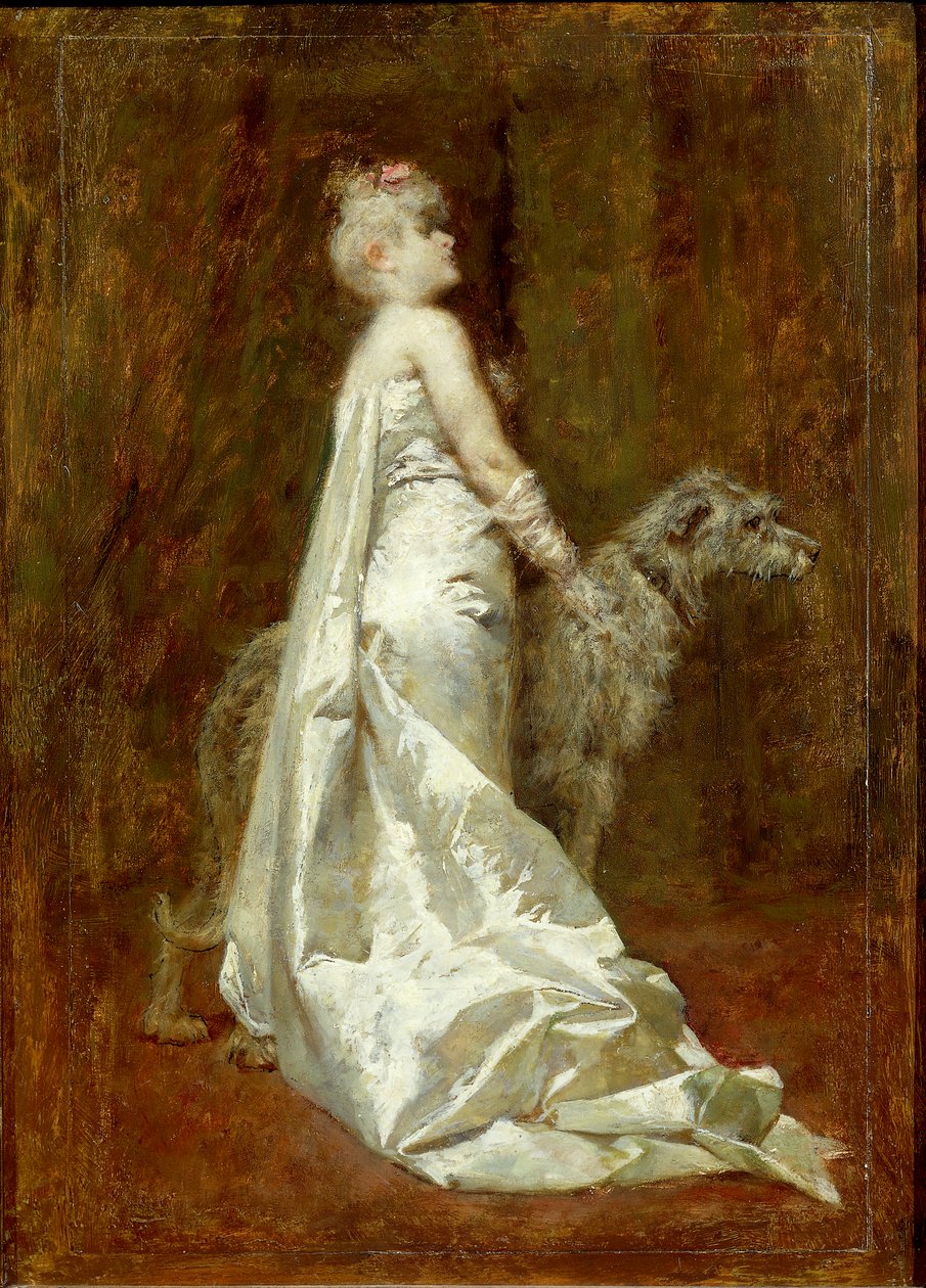 Vestido blanco y perro de Eugenio Scomparini de Eugenio Scomparini