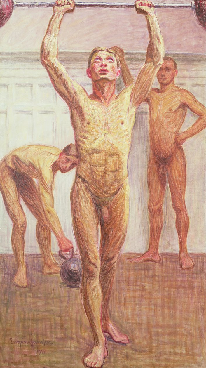 Levantando pesas con dos brazos, Número 1, 1911 de Eugène Jansson
