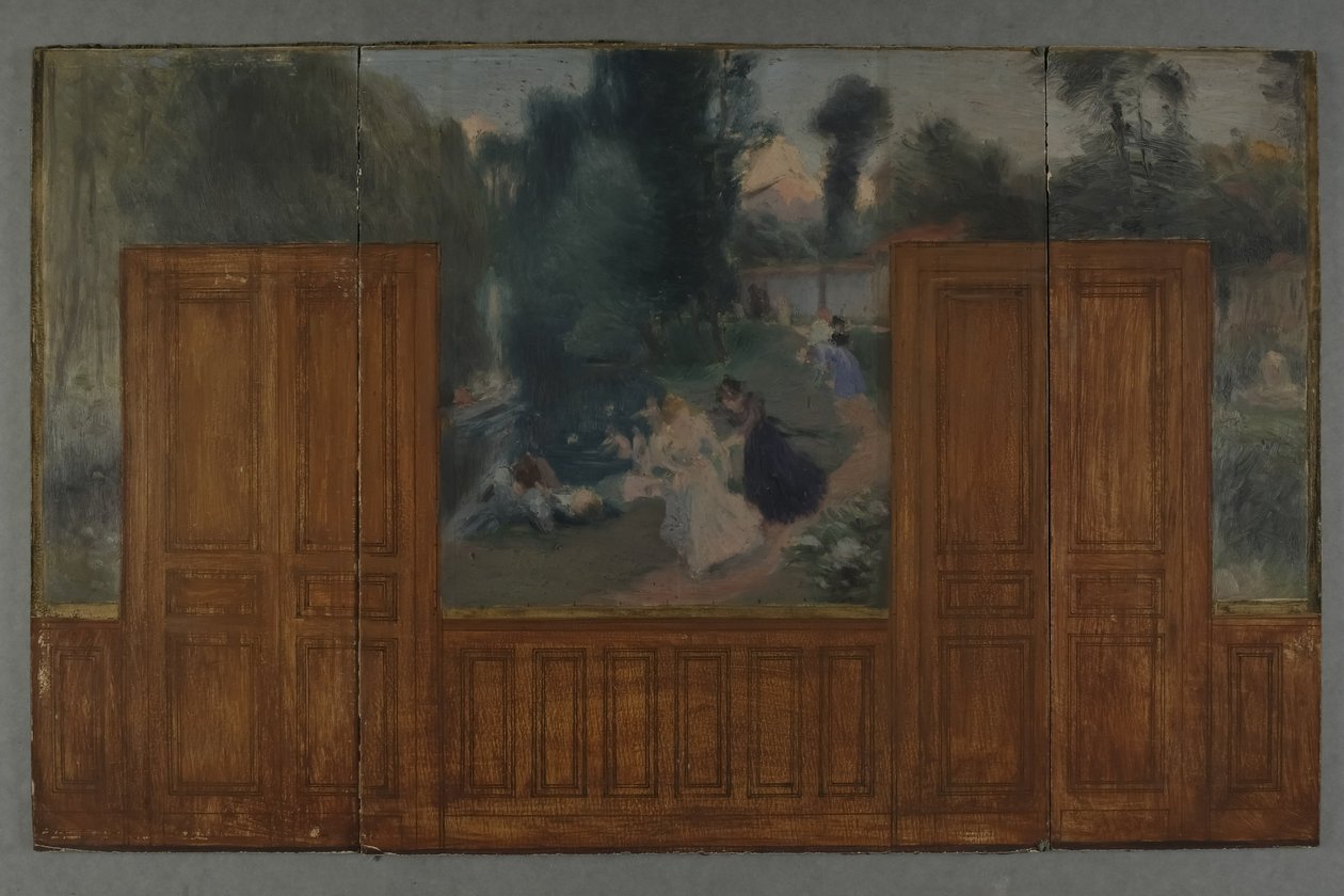 Boceto para el ayuntamiento de Créteil: Paisaje - Orillas del Marne vistas desde el puente de Ile Sainte-Catherine de Eugène Martial Simas