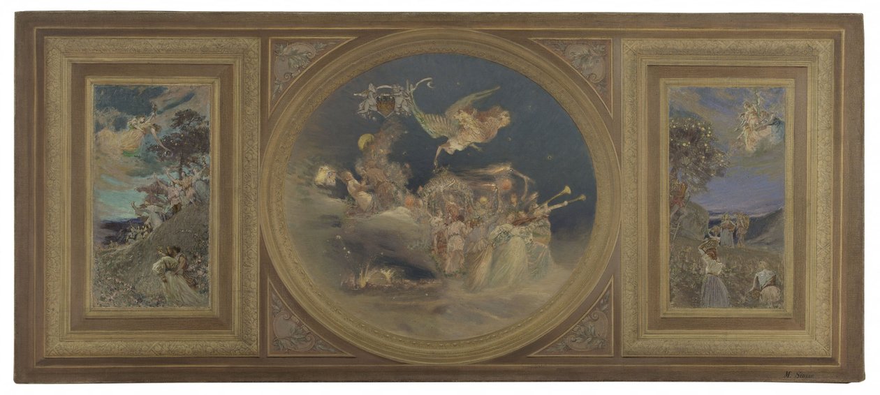 Boceto para el comedor del Hôtel de Ville de París: Techo alegórico, hacia 1891 (óleo sobre lienzo, papel) de Eugène-Martial Simas
