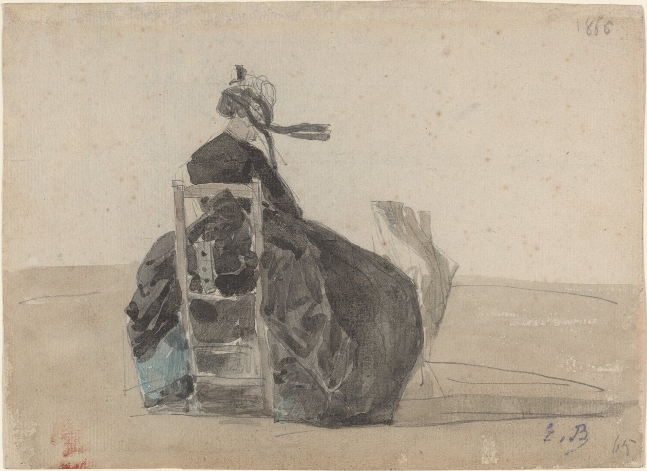 Dama sentada de negro, Trouville de Eugène Boudin