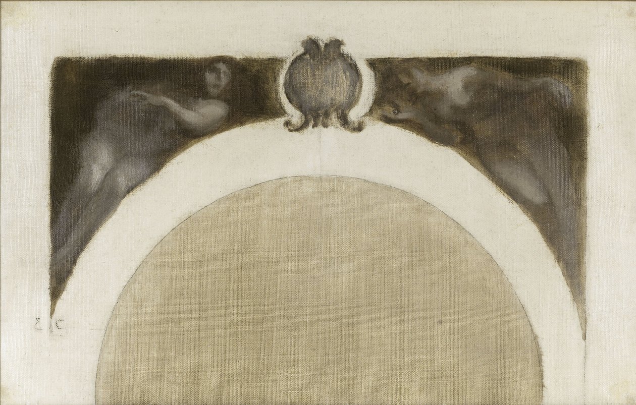 Boceto para el Salón de Ciencias del Hôtel de Ville de París: Les Mathématiques - La Minéralogie, entre 1889 y 1891 (óleo sobre lienzo) de Eugène Carrière