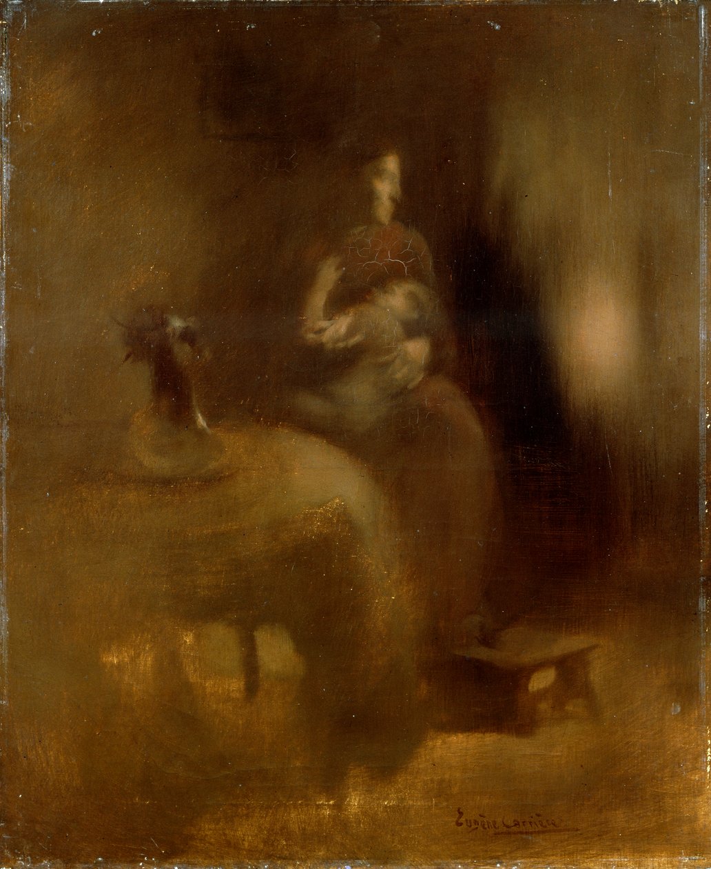Mujer con un bebé en su regazo, años 1890 de Eugène Carrière