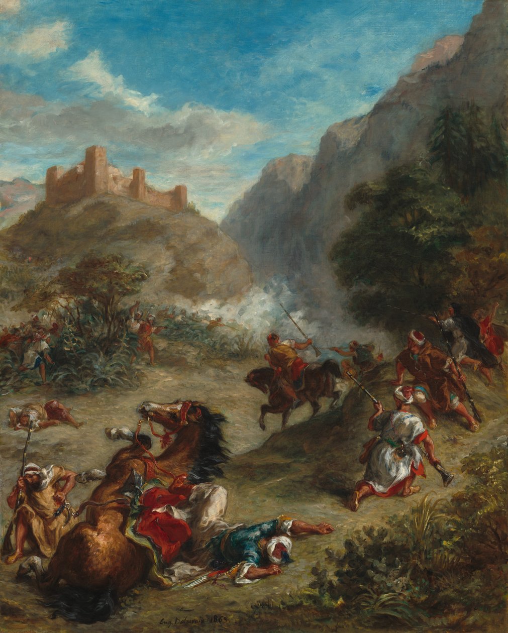 Árabes Escaramuzando en las Montañas de Eugène Delacroix