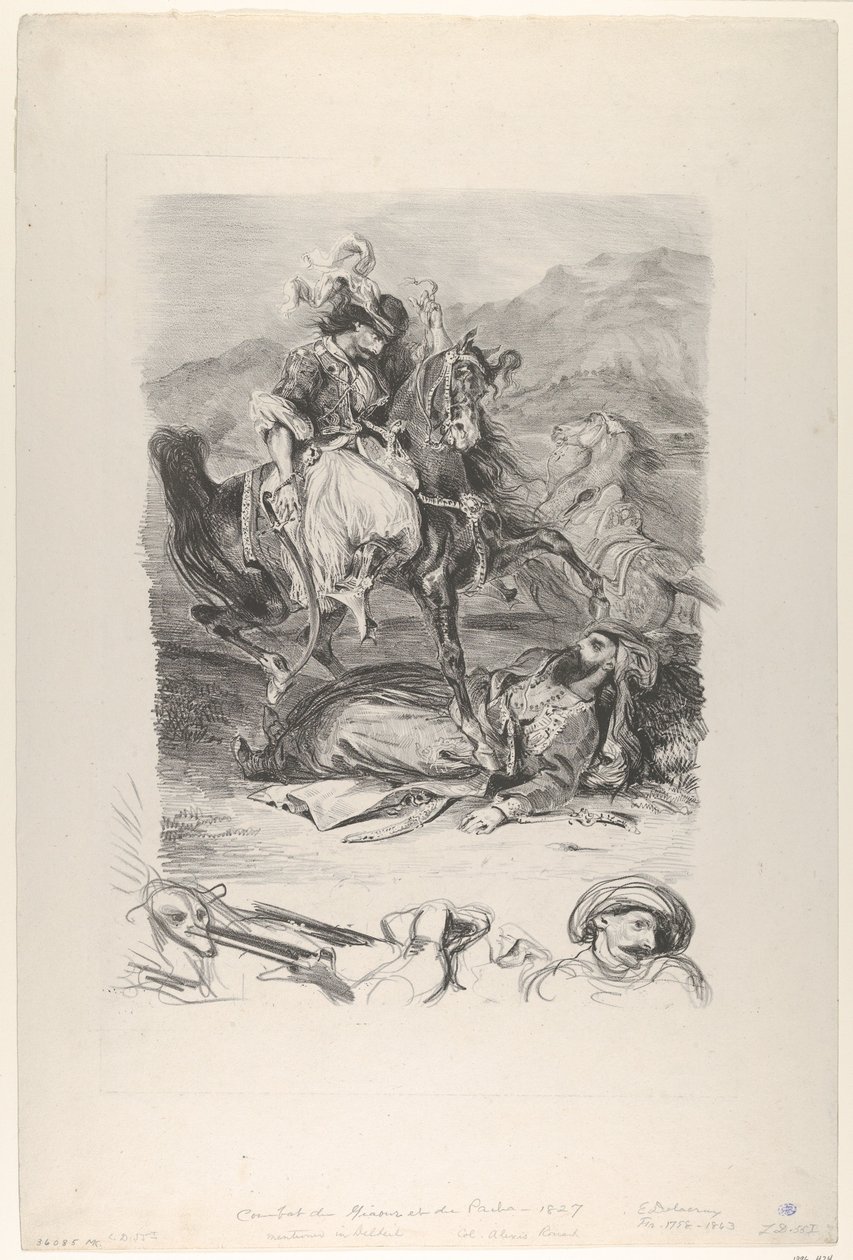 Combate del Giaour y el Pasha, 1827 de Eugène Delacroix