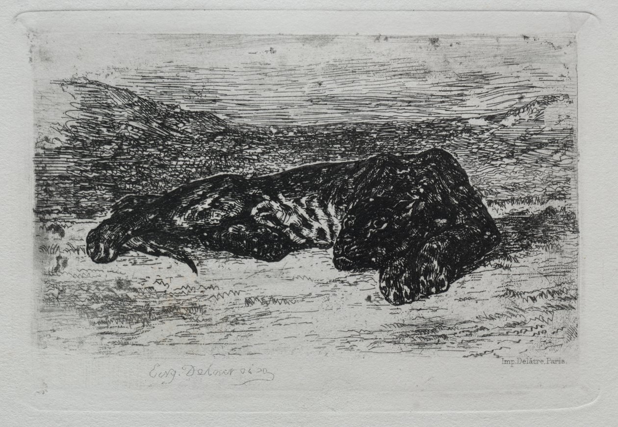 Tigre Agazapado en el Desierto de Eugène Delacroix
