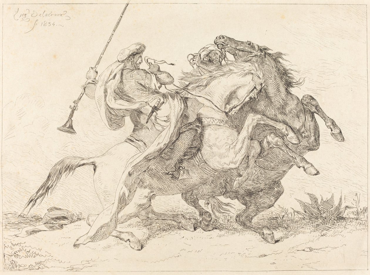 Encuentro de Jinetes Moros, 1834 de Eugène Delacroix