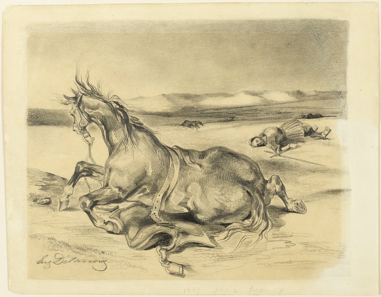 Caballo caído y caballero muerto de Eugène Delacroix