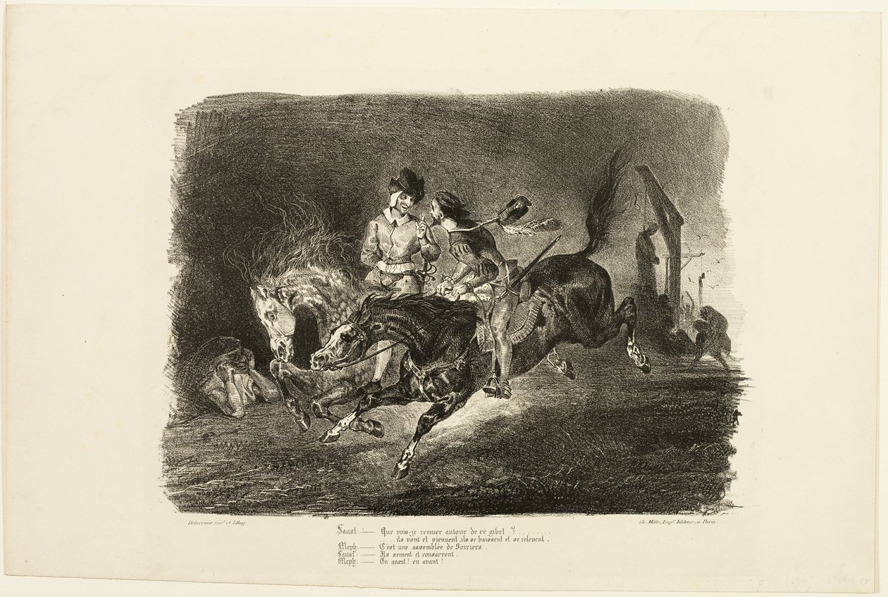 Fausto y Mefistófeles galopan en la noche del aquelarre, de Fausto de Eugène Delacroix