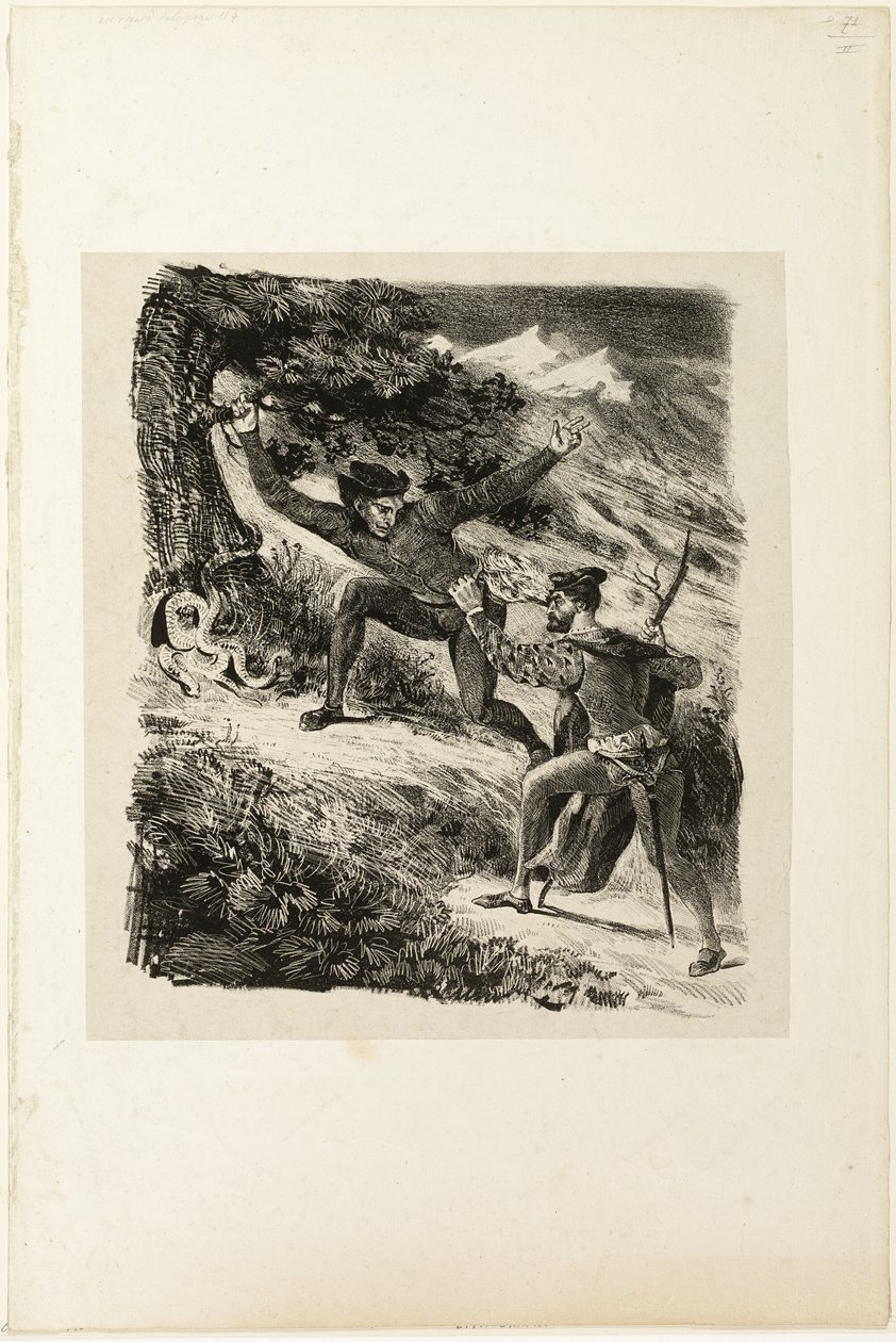 Fausto y Mefistófeles en las montañas Harz de Eugène Delacroix