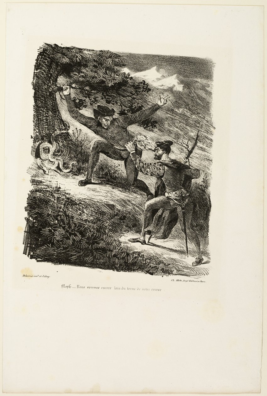 Fausto y Mefistófeles en las Montañas Harz, de Fausto de Eugène Delacroix