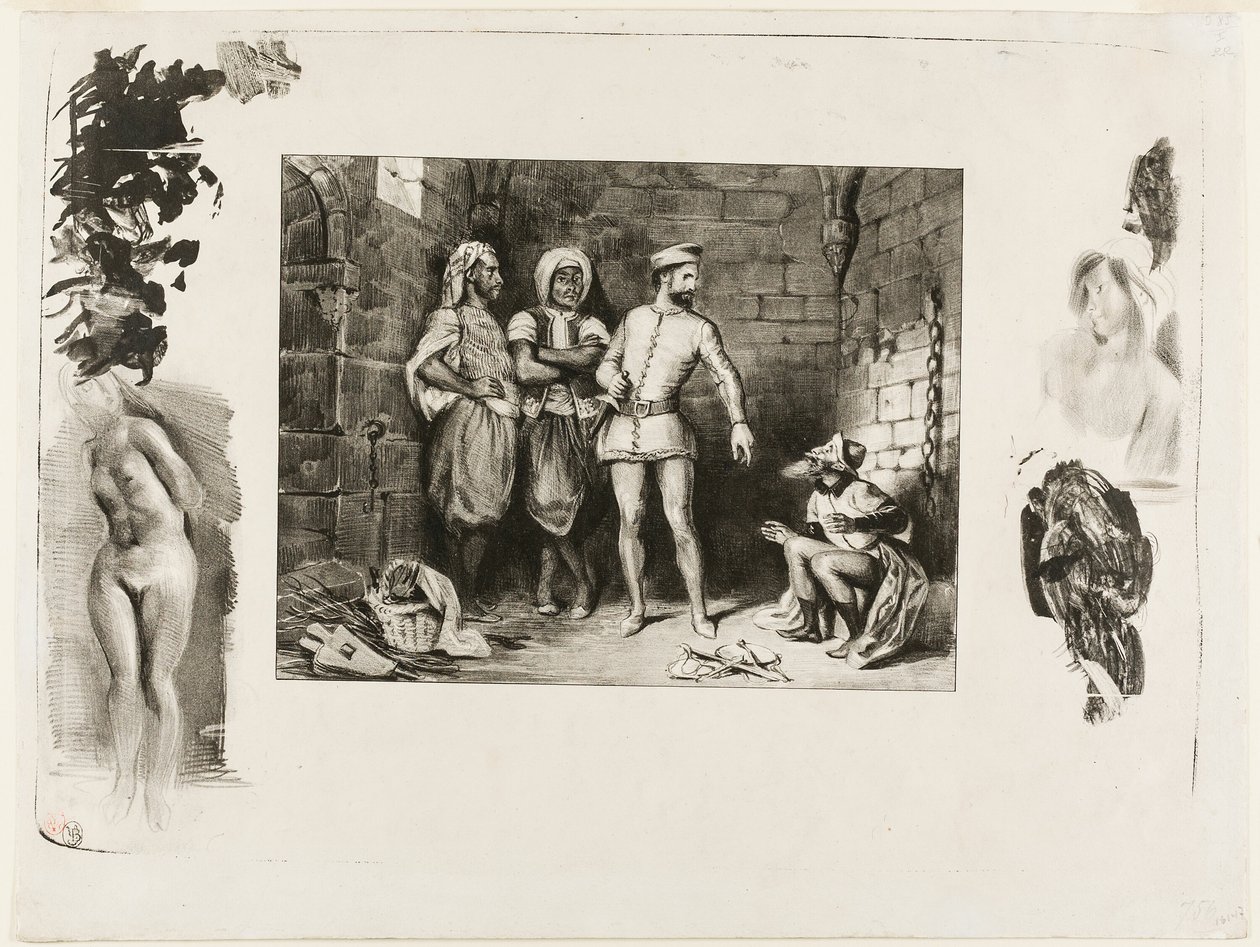 Fronte-boeuf y el judío, de Ivanhoe de Eugène Delacroix