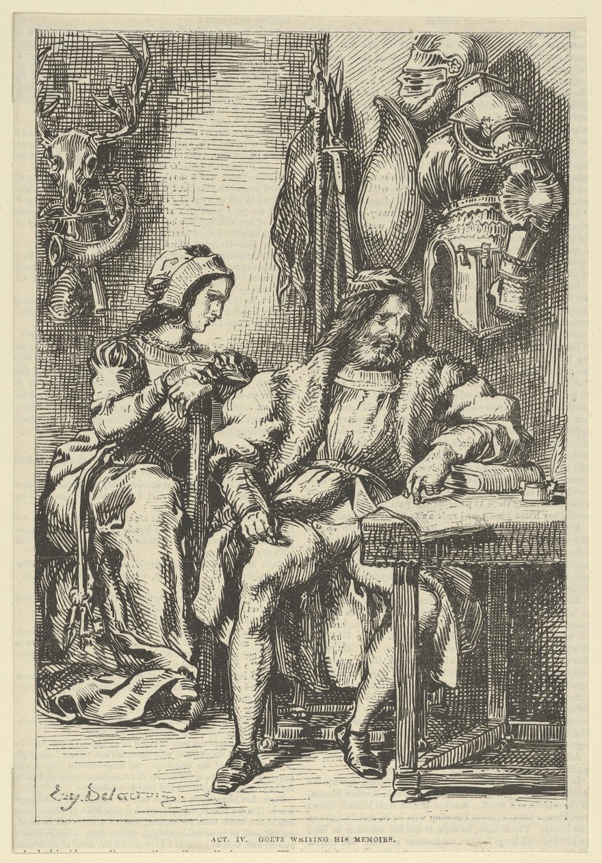 Goetz von Berlichingen escribiendo sus memorias de Eugène Delacroix