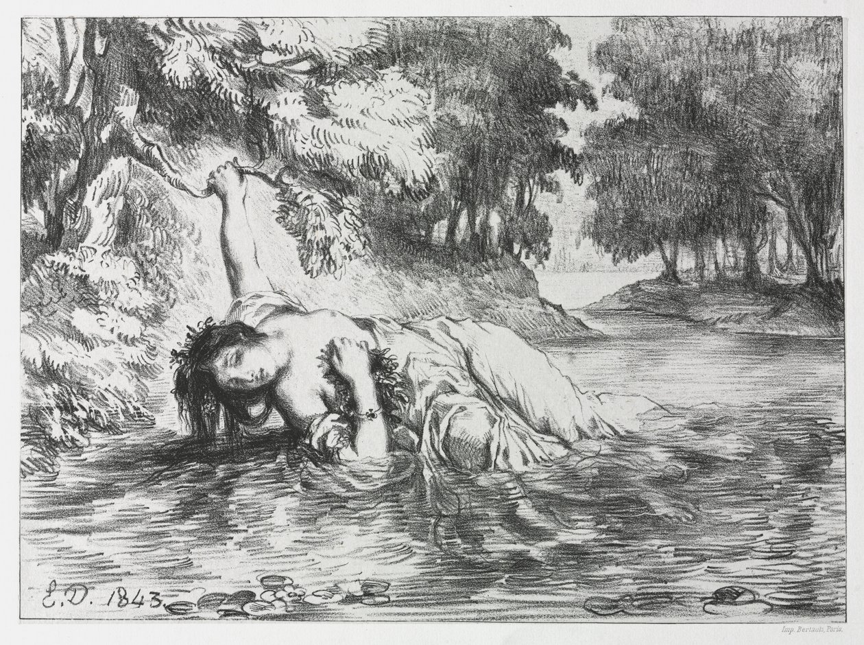Hamlet: La muerte de Ofelia de Eugène Delacroix