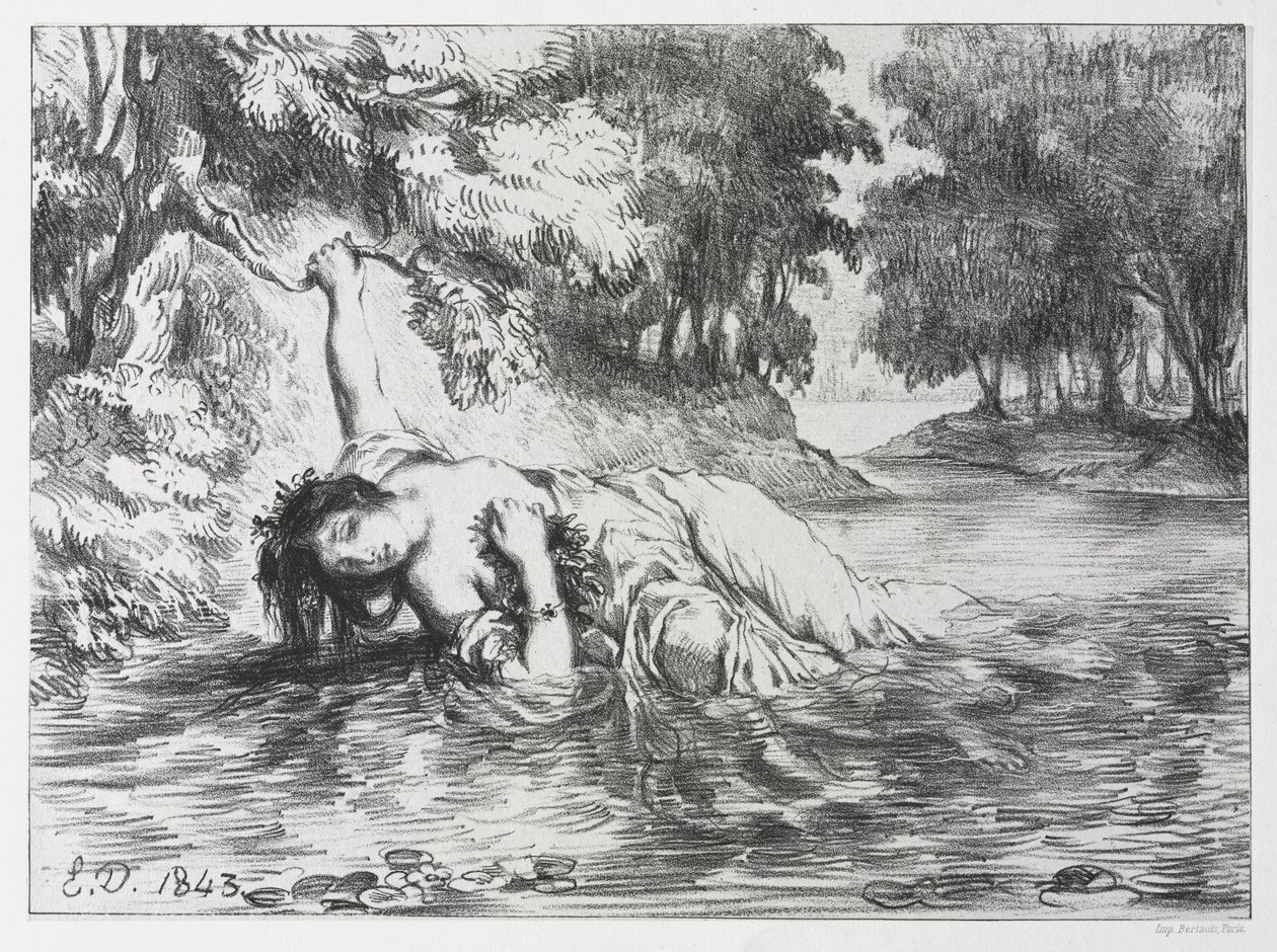 Hamlet: La muerte de Ofelia, 1843 de Eugène Delacroix