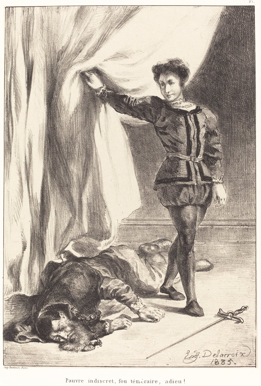 Hamlet y el Cuerpo de Polonio (Acto III, Escena IV) de Eugène Delacroix