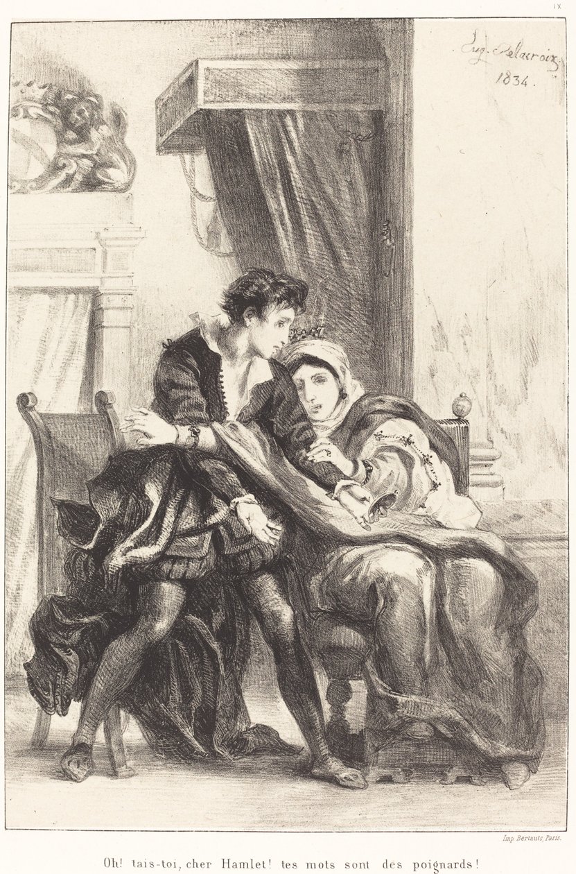 Hamlet y la Reina (Acto III, Escena IV) de Eugène Delacroix