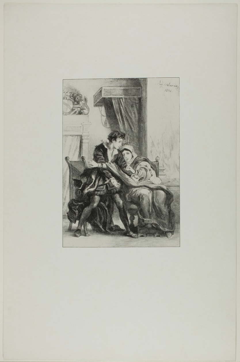 Hamlet y la reina de Eugène Delacroix