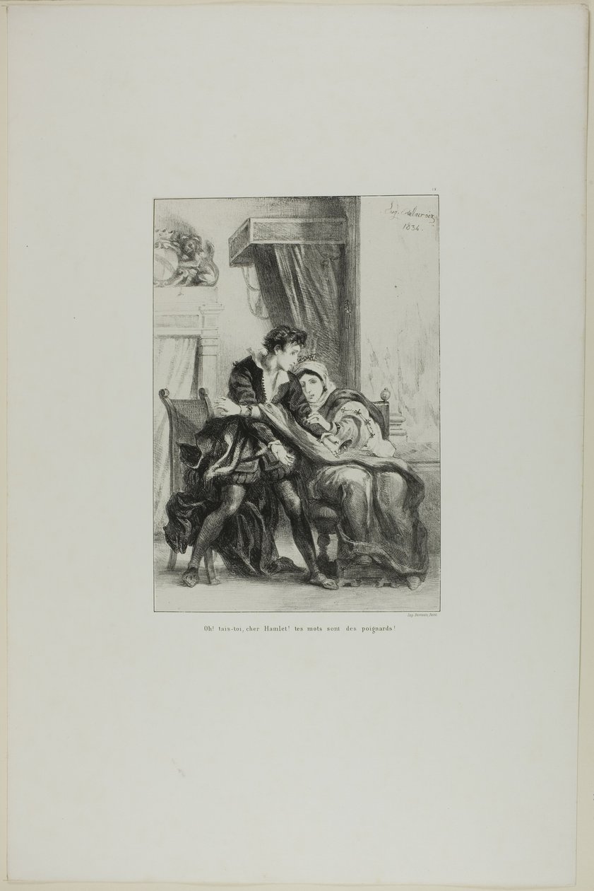 Hamlet y la Reina, lámina 10 de Hamlet de Eugène Delacroix