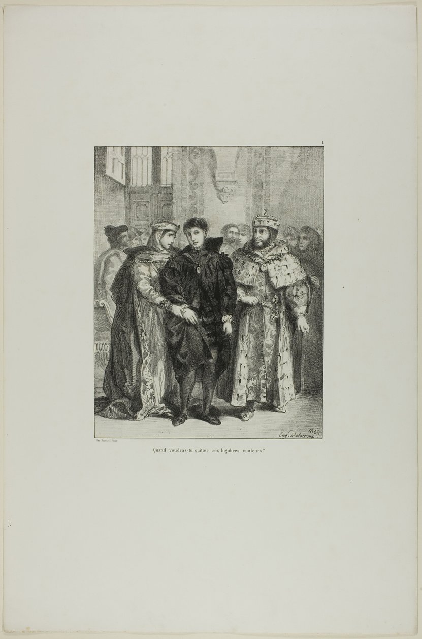 Hamlet y la Reina, lámina 1 de Hamlet de Eugène Delacroix
