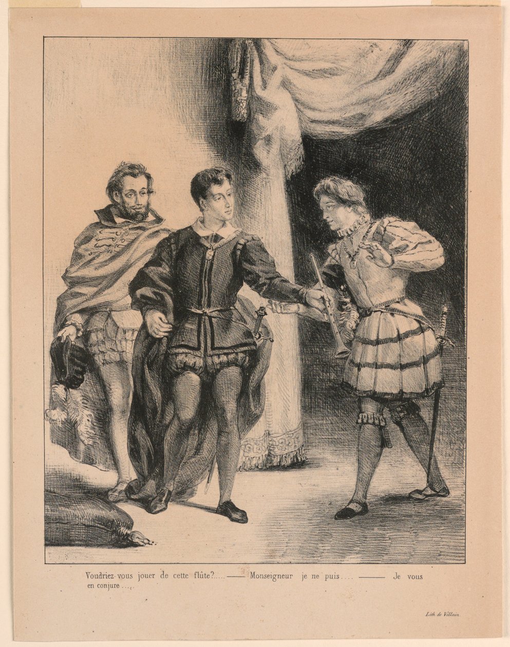 Ilustración para Hamlet: Hamlet y Guildenstern (III,2) de Eugène Delacroix