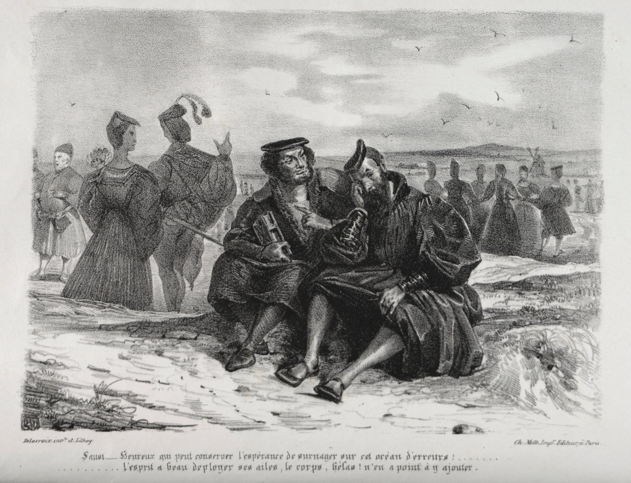 Ilustraciones para Fausto: Fausto y Wagner de Eugène Delacroix