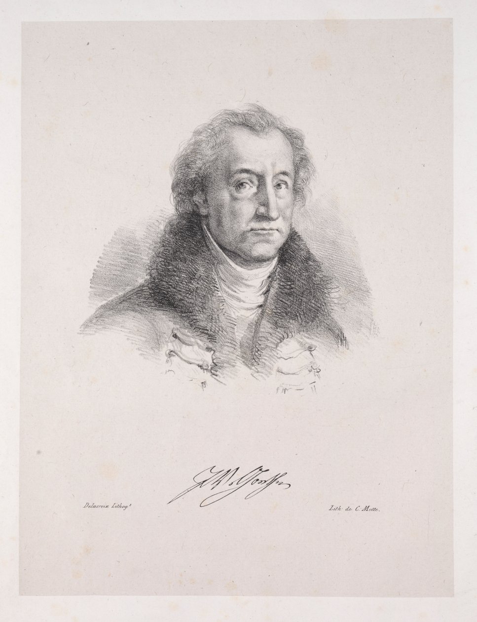 Ilustraciones para Fausto: Frontispicio - Retrato de Johann Wolfgang von Goethe de Eugène Delacroix
