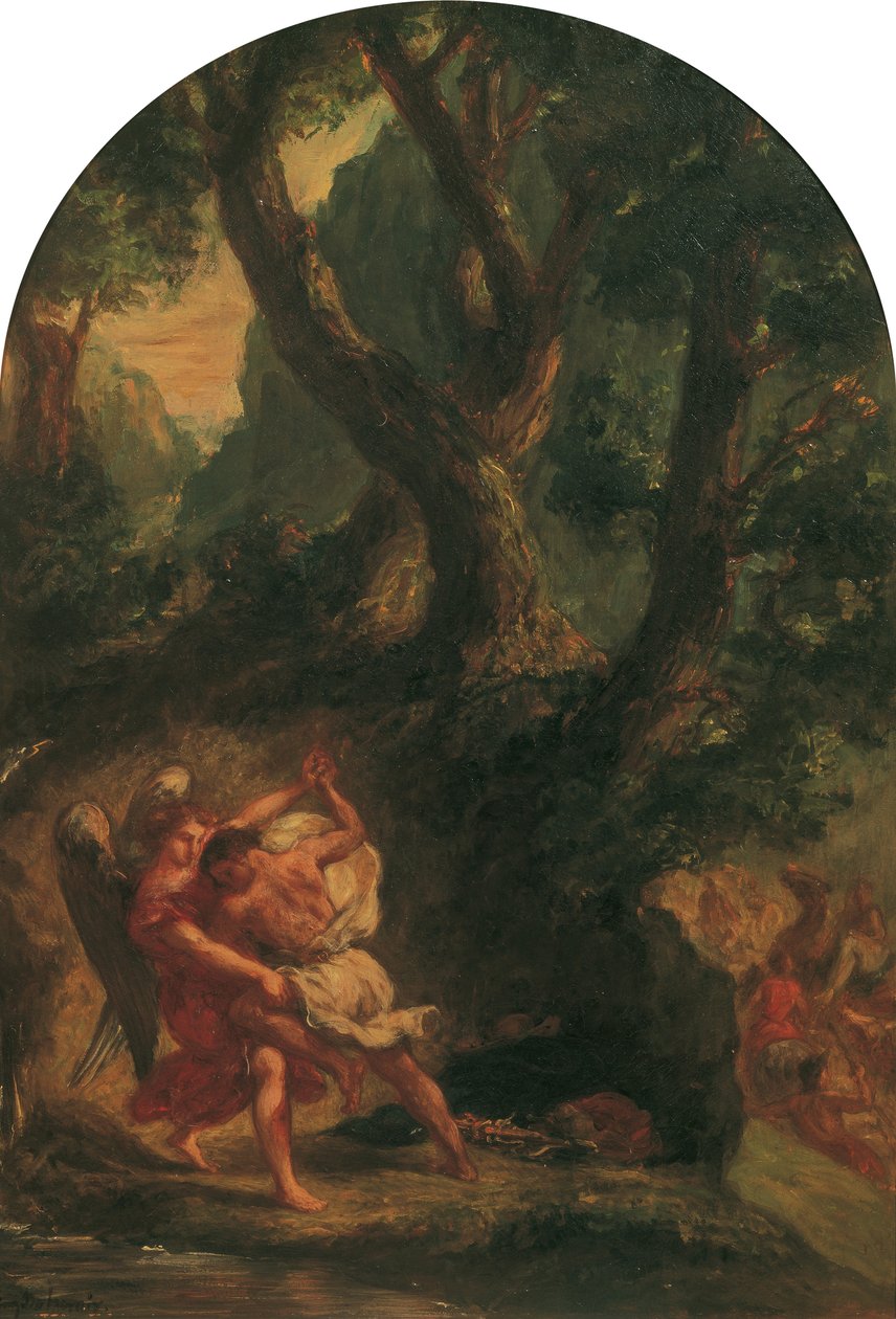 Jacob luchando con el ángel, 1850-1855 de Eugène Delacroix