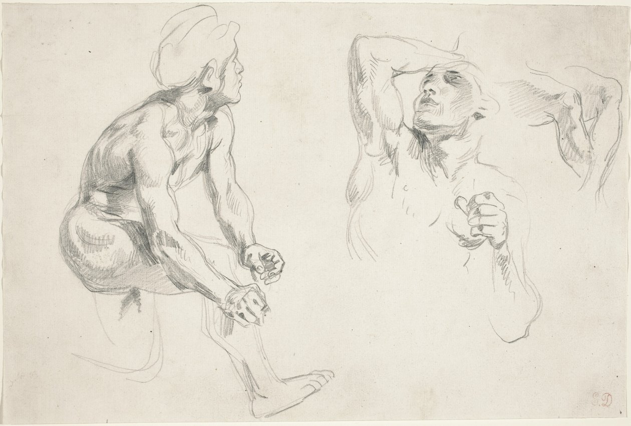 Desnudo Masculino Posando para Figuras en el "Friso de la Guerra" de Eugène Delacroix